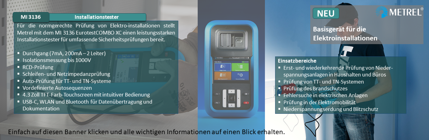 NEU: Basisger�t f�r die Elektroinstallationen Metrel MI3136